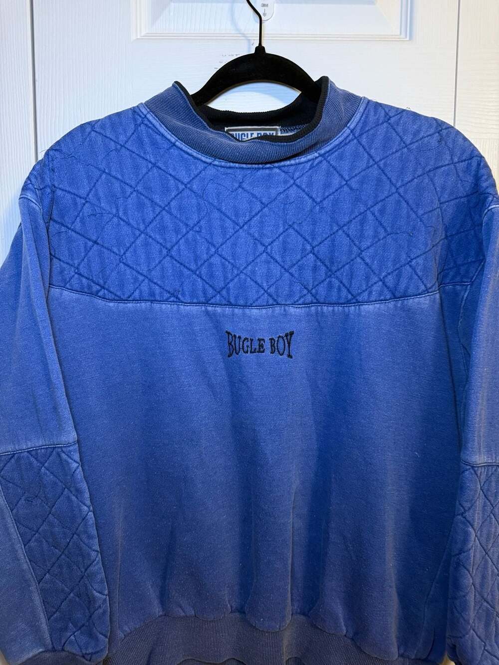 Bugle Boy Vintage Quilted Panel Sweatshirt Blue